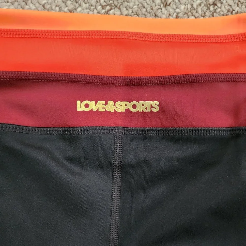 NWT Love & Sports Women's Bike Shorts with Striped Waistband